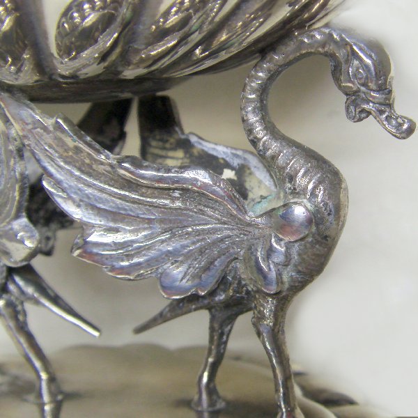 (a1012)Silver vase with swan motif.